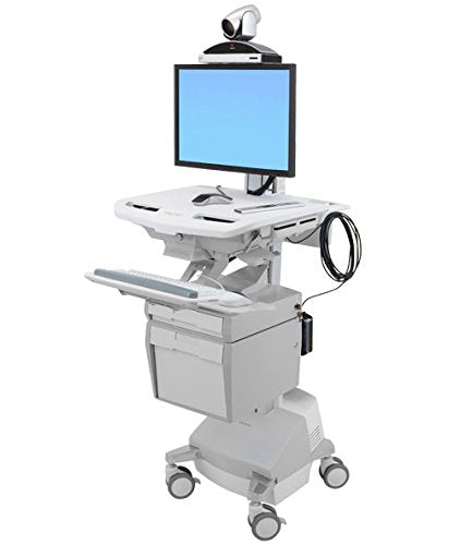 Ergotron StyleView Telemedicine - Cart for LCD display / keyboard / mouse / CPU / notebook / camera / scanner (open architecture) - medical - plastic, aluminium, zinc-plated steel - grey, white, polished aluminium - screen size: up to 24" - output: AC 230 V - 66 Ah - Lead Acid