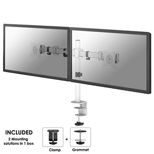 Neomounts by Newstar Select NM-D135D - Mounting kit - for 2 LCD displays (full-motion) - white - screen size: 10"-27" - clamp mountable, grommet, desk-mountable