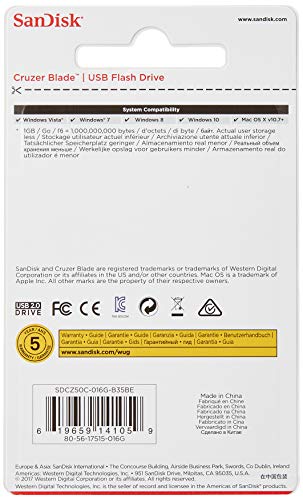 SanDisk Cruzer Blade - USB flash drive - 16 GB - USB 2.0 - electric blue