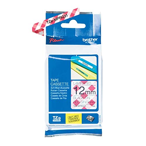 Brother TZe-MPRG31 - Black on red gingham - Roll (1.2 cm x 4 m) 1 roll(s) laminated tape - for Brother PT-H110, P-Touch PT-H105, H110, P-Touch Cube PT-P300, P-Touch Embellish PT-D215