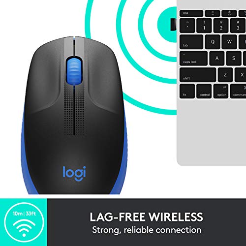 Logitech M190 - Mouse - optical - 3 buttons - wireless - USB wireless receiver - blue