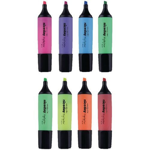 Niceday HC1-5 Highlighter Assorted Broad Chisel 1-5 mm Pack of 8