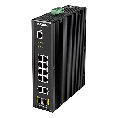 D-Link DIS 200G-12S - Switch - Managed - 10 x 10/100/1000 + 2 x SFP - DIN rail mountable, wall-mountable - AC 120/230 V / DC 46 - 54 V