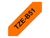 Brother TZe-B51 - Standard adhesive - black on fluorescent orange - Roll (2.4 cm x 5 m) 1 roll(s) laminated tape - for Brother PT-D600, P-Touch PT-D800, E550, E800, P900, P950, P-Touch Cube Plus PT-P710