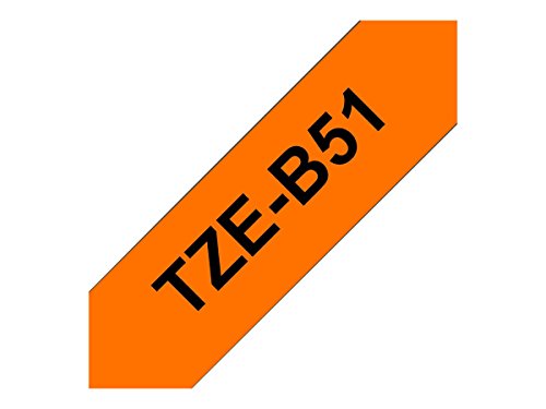 Brother TZe-B51 - Standard adhesive - black on fluorescent orange - Roll (2.4 cm x 5 m) 1 roll(s) laminated tape - for Brother PT-D600, P-Touch PT-D800, E550, E800, P900, P950, P-Touch Cube Plus PT-P710
