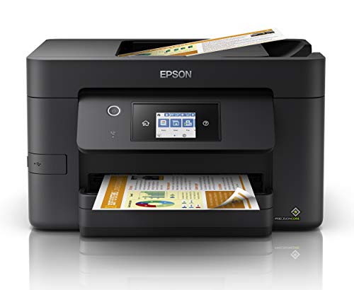 Epson WorkForce Pro WF-3820DWF, Inkjet Printer, MicroBusiness/Multi-fuction/Business/WorkForce, A4, 4 Ink Cartridges, KCYM, Print, Scan, Copy, Fax, Yes (A4, plain paper), Touchscreen, 4,800 x 2,400 DPI, 35 pages/min Monochrome (plain paper 75 g/m2), 21 pages/min Colour (plain paper 75 g/m2), 250 Sheets Maximum, 1,200 DPI x 2,400 DPI (Horizontal x Vertical), 35 pages,  Hi-Speed USB - compatible with USB 2.0 specification, Ethernet interface (100 Base-TX / 10 Base-T), Wireless LAN IEEE 802.11a/b/g
