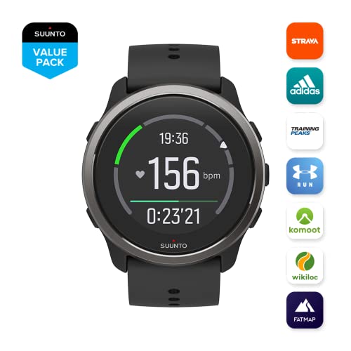Suunto 5 Peak - 43 mm - black - sport watch with strap - silicone - black - wrist size: 120-200 mm - display 1.1" - Bluetooth - 39 g - black