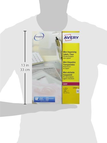 Best Value Avery Self Adhesive Clear Mini OrganisinG Return Address Labels, Laser labels, 48 Labels Per A4 Sheet, 1200 labels, QuickPEEL (L7553)