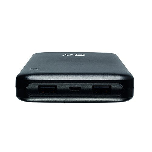 PNY PowerPack Slim 20000 - Power bank - 20000 mAh - 3.4 A - 2 output connectors (USB) - on cable: Micro-USB - black