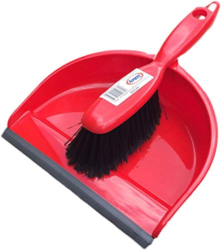 Best Value Cleenol 191222 Dustpan and Stiff Brush - Red