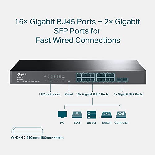 TP-Link JetStream TL-SG2218 - V1 - switch - smart - 16 x 10/100/1000 + 2 x SFP - rack-mountable