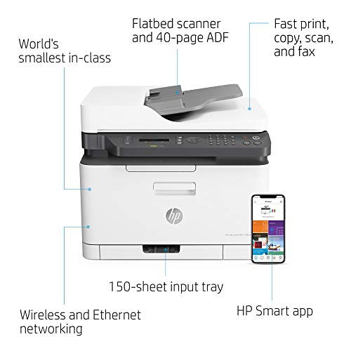 HP Color Laser MFP 179fnw - Multifunction printer - colour - laser - A4 (210 x 297 mm) (original) - A4/Letter (media) - up to 18 ppm (copying) - up to 18 ppm (printing) - 150 sheets - 33.6 Kbps - USB 2.0, LAN, Wi-Fi(n)