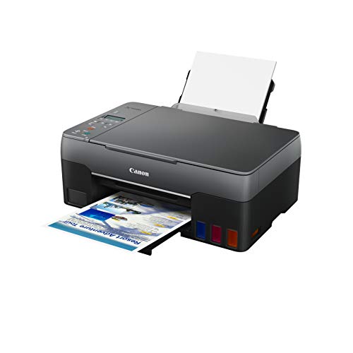 Canon PIXMA G3560 MegaTank Printer, Print/Copy/Scan Up to 4800 x 1200 dpi,10.8 ipm(mono), approx. 6 ipm (Colour), Borderless Printing. Cartridges  GI-51. Yield Black: 6,000 pages. Colour: 7,700 pages. Windows, Mac OS, USB WiFi EEE802.11 b/g/n/a.