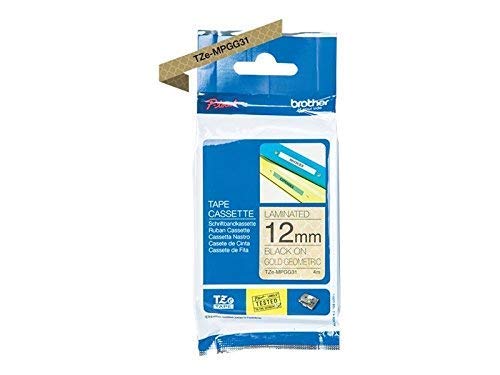 Brother TZe-MPGG31 - Black on gold geometric - Roll (1.2 cm x 4 m) 1 roll(s) laminated tape - for Brother PT-H110, P-Touch Cube PT-P300, P-Touch Cube Pro PT-P910, P-Touch Embellish PT-D215