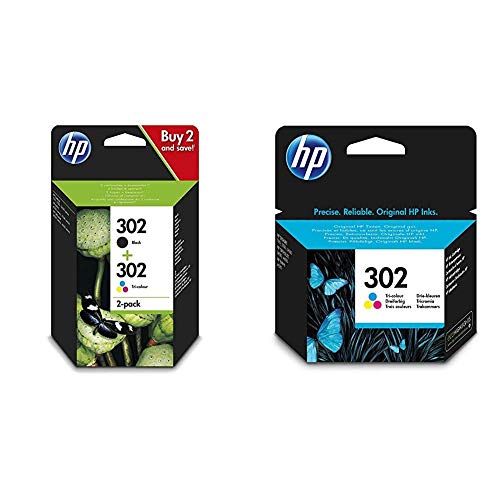 HP 302 Combo Pack - 2-pack - black, colour (cyan, magenta, yellow) - original - ink cartridge - for Deskjet 11XX, 21XX, 36XX, Envy 451X, 452X, Officejet 38XX, 46XX, 52XX