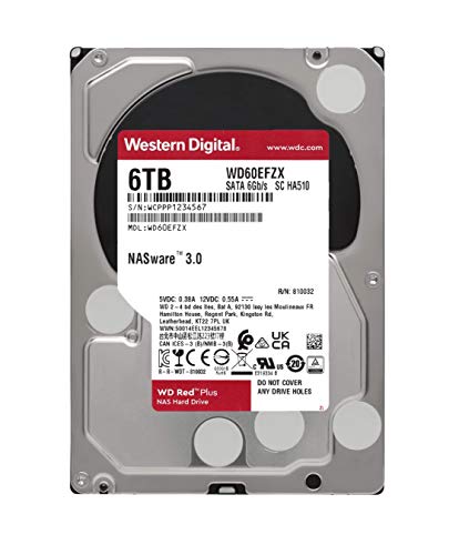WD Red Plus NAS Hard Drive WD60EFZX - Hard drive - 6 TB - internal - 3.5" - SATA 6Gb/s - 5400 rpm - buffer: 128 MB