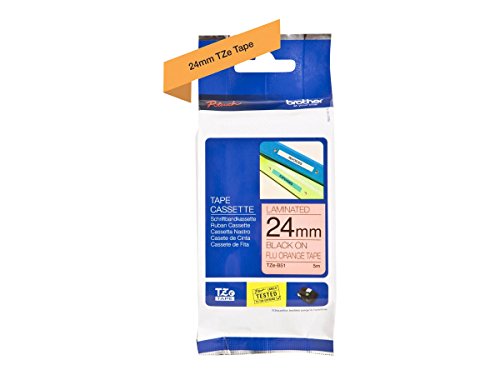 Brother TZe-B51 - Standard adhesive - black on fluorescent orange - Roll (2.4 cm x 5 m) 1 roll(s) laminated tape - for Brother PT-D600, P-Touch PT-D800, E550, E800, P900, P950, P-Touch Cube Plus PT-P710