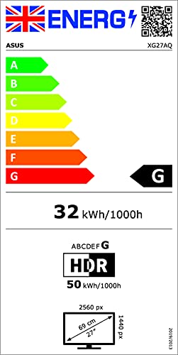 ASUS ROG Strix XG27AQ - LED monitor - 27" - 2560 x 1440 WQHD @ 170 Hz - IPS - 400 cd/m - 1000:1 - HDR10 - 1 ms - 2xHDMI, DisplayPort - speakers