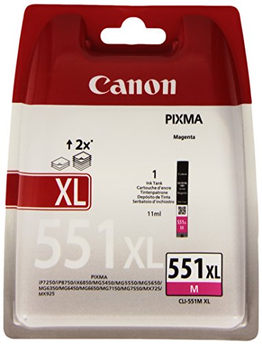 Canon CLI-551 MXL - 6445B004 - 1 x Magenta - High Yield - Blister with security - Ink tank - For PIXMA iP8750,iX6850,MG5550,MG5650,MG5655,MG6450,MG6650,MG7150,MG7550,MX725,MX925
