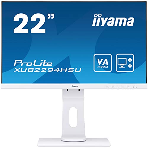 iiyama ProLite XUB2294HSU-W1 - LED monitor - 22" (21.5" viewable) - 1920 x 1080 Full HD (1080p) @ 75 Hz - VA - 250 cd/m - 3000:1 - 4 ms - HDMI, VGA, DisplayPort - speakers - matt white