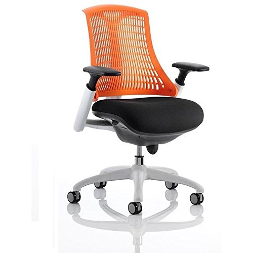 Flex Task Operator Chair White Frame Fabric Seat Orange Back With Arms OP000062