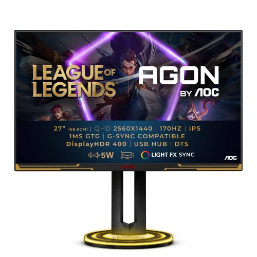 AOC Gaming AG275QXL - League of Legends Edition - AGON Series - LED monitor - 27" - 2560 x 1440 QHD @ 170 Hz - IPS - 400 cd/m² - 2xHDMI, 2xDisplayPort