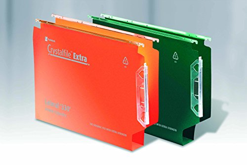 Rexel 3000122 Crystalfile Extra 330 Lateral Suspension File, 300 Sheet Capacity, 30 mm Squared Base Polypropylene, Pack of 25, Green