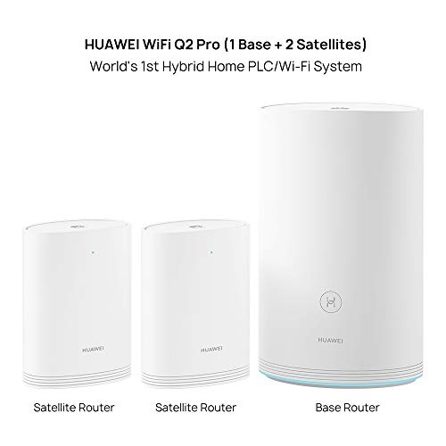 HUAWEI WiFi Q2 Pro (1 Base + 2 Satellites) , Whole Home Wi-Fi Mesh System, Gigabit Powerline Communication, Plug and Play, Seamless Roaming, Wi-Fi Everywhere