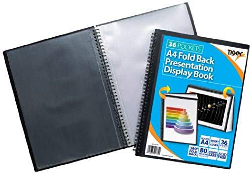 Best Value Tiger 36 A4 Pocket Fold Back Display Book - Black