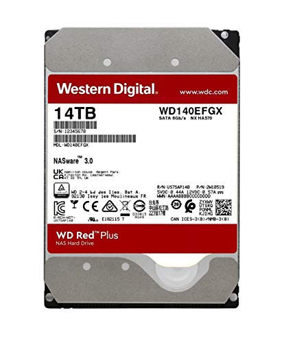 WD Red Plus NAS Hard Drive WD140EFGX - Hard drive - 14 TB - internal - 3.5" - SATA 6Gb/s - 7200 rpm - buffer: 512 MB