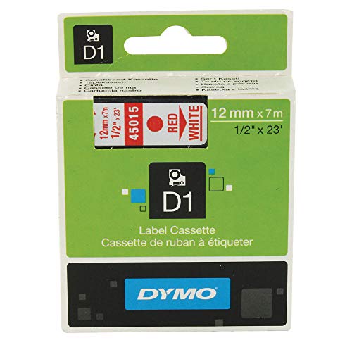 Best Value Dymo D1 Standard Labelling Tape 12mm x 7m - Red on White