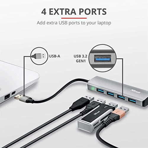 Halyx Aluminium 4 Port USB 3.2 Hub Grey