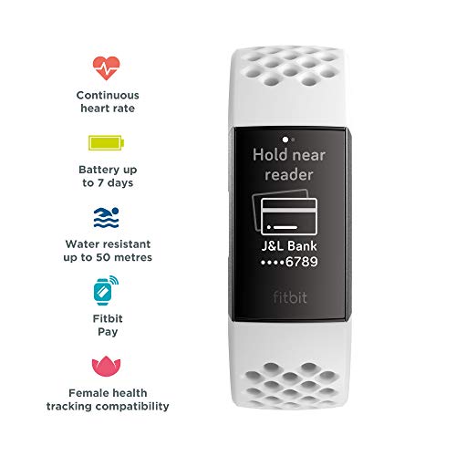Fitbit Charge 3 - Special Edition - graphite - activity tracker with sport band - white frost - monochrome - Bluetooth - 30 g