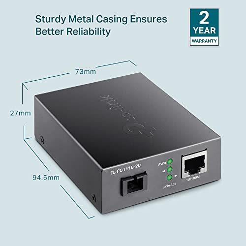 TP-Link TL-FC111B-20 - Fibre media converter - 100Mb LAN - 10Base-T, 100Base-TX, WDM - SC/UPC single-mode / RJ-45 - up to 20 km - 1550 (RX) / 1310 (TX) nm