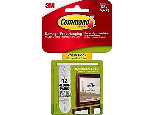 Command Picture Hanging Strips White Med Strips PK12 17204