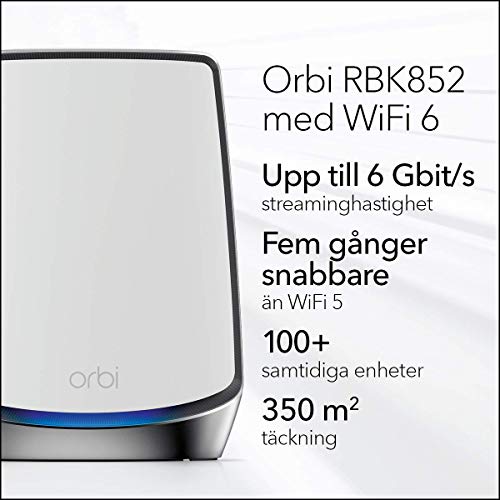 NETGEAR Orbi WiFi System RBK852 - Wi-Fi system (router, extender) - up to 5,000 sq.ft - mesh - GigE, 2.5 GigE - 802.11a/b/g/n/ac, 802.11a/b/g/n/ac/ax - Tri-Band