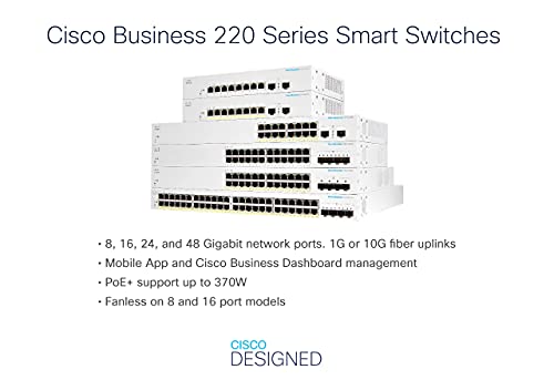 Cisco Business 220 Series CBS220-48P-4G - Switch - smart - 48 x 10/100/1000 (PoE+) + 4 x Gigabit SFP (uplink) - rack-mountable - PoE+ (382 W)