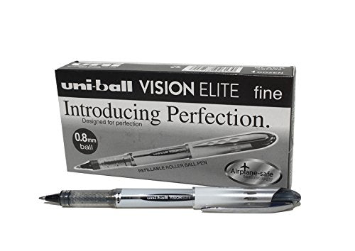 Best Value Uni-ball 707539000 UB-200 Vision Elite Rollerball Pens, 0.8mm Tip 0.6mm Line, Black Gel, 12 Pack