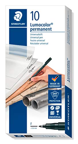 Best Value Staedtler Lumocolor Permanent Pen 318-9 Fine 0.6mm Line - Black ( Box of 10 )