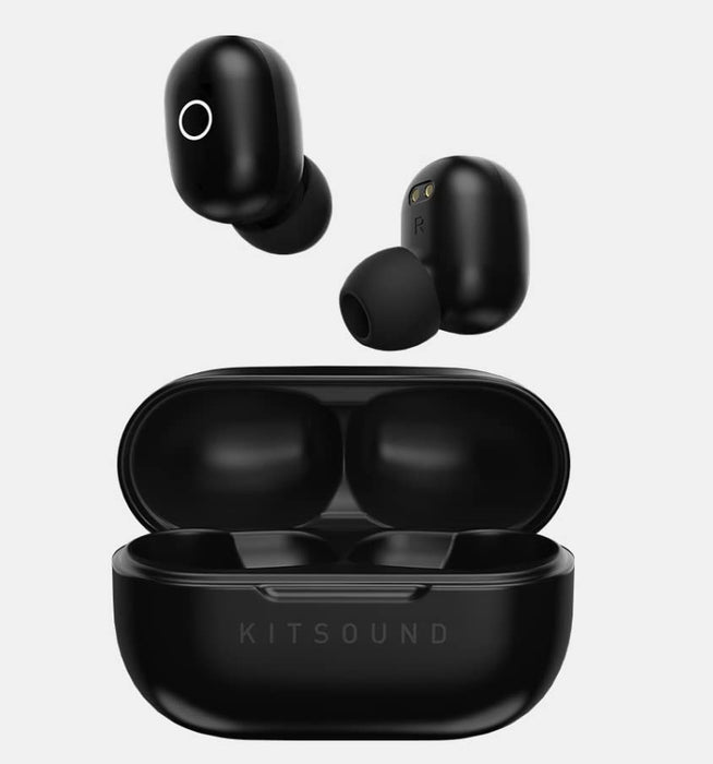 KitSound Edge 20 True Wireless Bluetooth 5.0 Ear Buds with Charging Case Black
