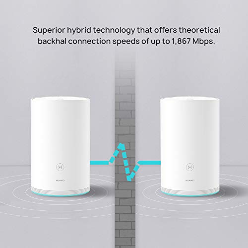 HUAWEI WiFi Q2 Pro (Pack of 3, Hybrid), Whole Home Mesh Wi-Fi System, Gigabit PLC + Wi-Fi Hybrid, Plug and Play, Seamless Roaming, Wi-Fi Everywhere