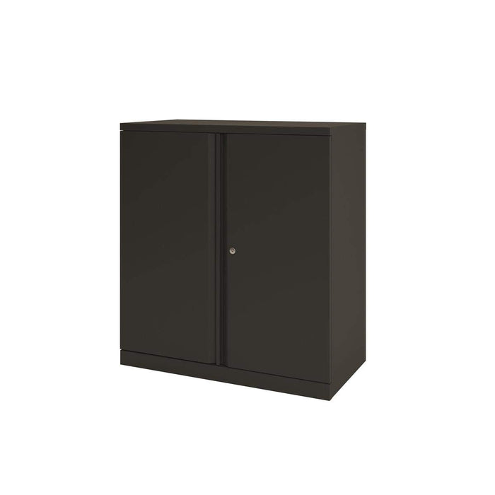 Best Value Bisley Two Door Steel Storage Cupboard Low 1000mm Cupboard with Shelf Black 158423