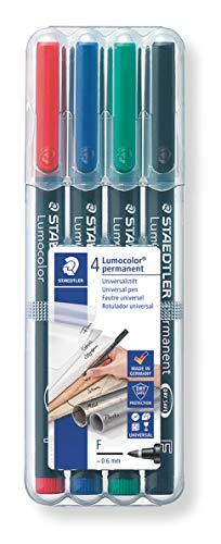 Best Value Staedtler 318 WP4 Lumocolor Universal Permanent Fine Pens - Assorted Colours