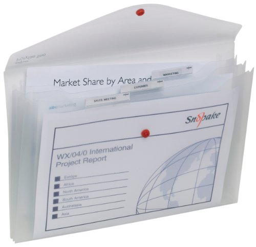 Best Value Snopake 14966 Polyfile Trio Foolscap 3 Pocket Popper Wallet File with Press Stud and Tabs - Classic Clear (Pack of 5)