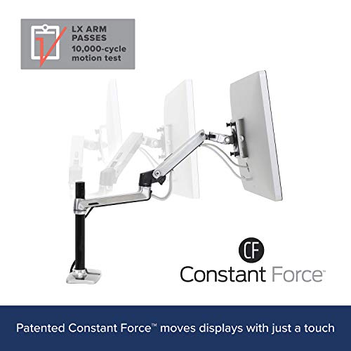 Ergotron LX Desk Mount LCD Arm, Tall Pole - Mounting kit for LCD display - aluminium - polished aluminium - screen size: up to 24" - desktop