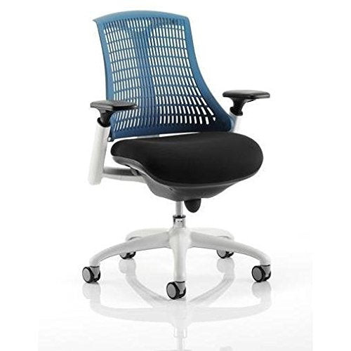 Flex Task Operator Chair White Frame Fabric Seat Blue Back With Arms OP000058