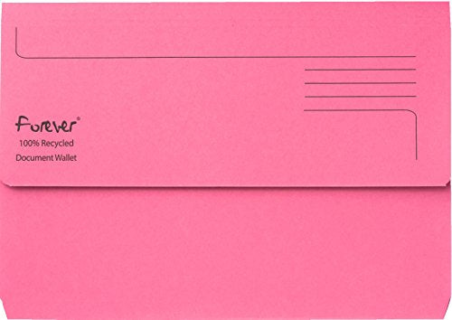Best Value Exacompta Forever Document Wallets, 290 gsm, Foolscap - Pink, Pack of 25