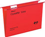 Best Value Rexel 70629 Crystalfile Extra Foolscap Suspension File, 150 Sheet Capacity, 15 mm V-Base Polypropylene, Pack of 25, Red