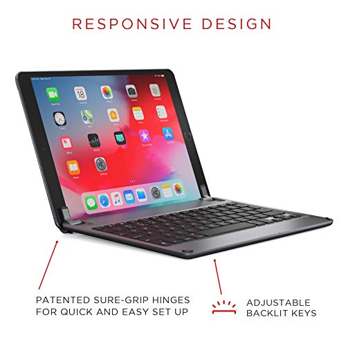 Brydge 10.5 Inch QWERTY English Bluetooth Wireless Keyboard for Apple iPad Pro Lightweight Aluminium Body Backlit Keys Space Grey