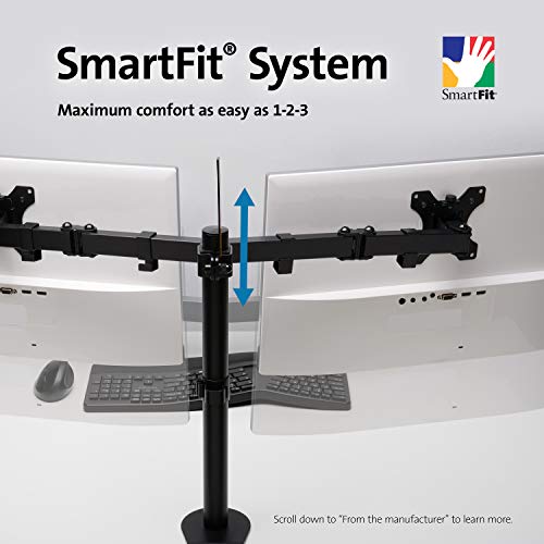 Kensington SmartFit Ergo Dual Extended Monitor Arm - Mounting kit - for 2 monitors (adjustable arm) - metal - black - screen size: up to 32" - desktop, C-clamp, grommet, desk-mountable